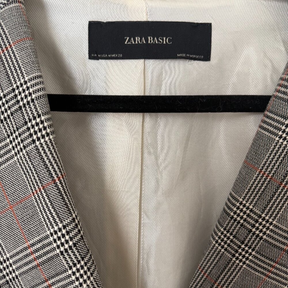 Zara Basic gray plaid double-breasted blazer - image 2